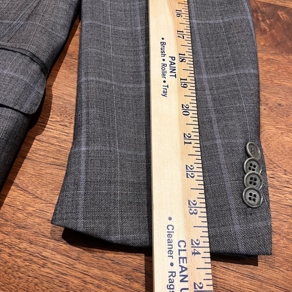 Trussini Linea Nuova 44L Gray Plaid Sports Coat Blazer 100% Lana Wool Italian - Picture 10 of 13